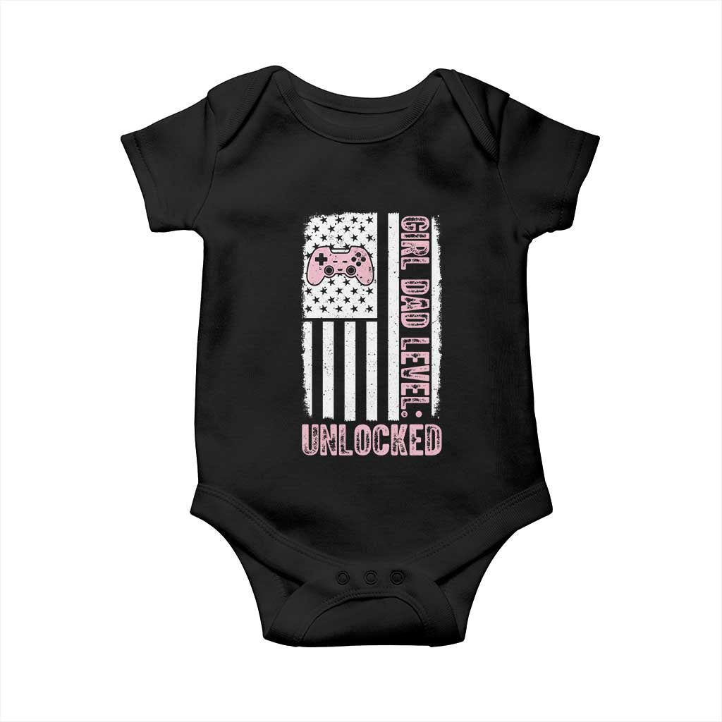 Girl Dad Level Unlocked Baby Onesie Funny New Dad