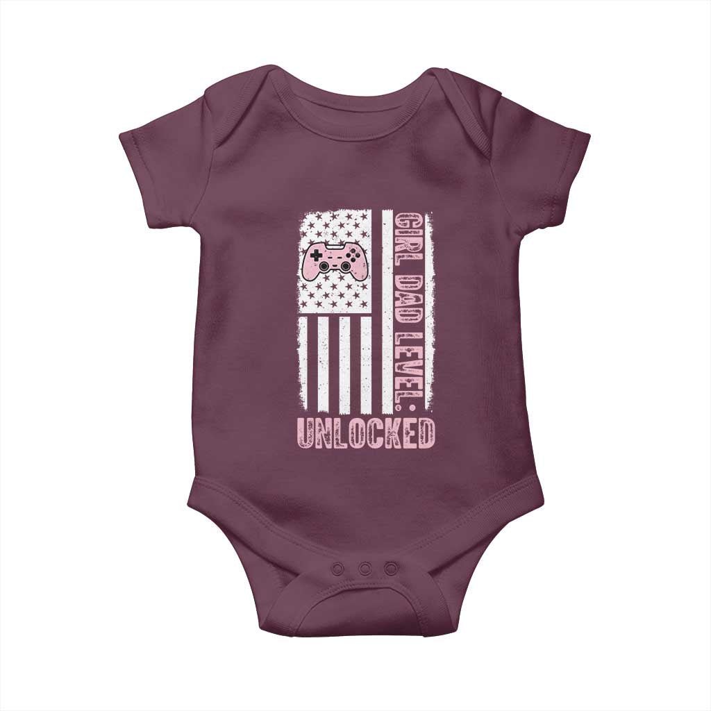 Girl Dad Level Unlocked Baby Onesie Funny New Dad
