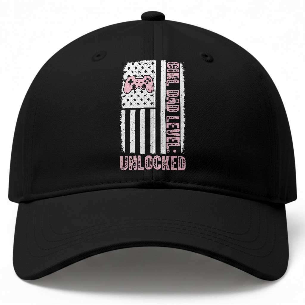 Girl Dad Level Unlocked Baseball Cap Funny New Dad
