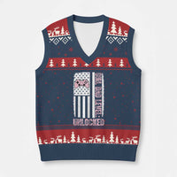 Girl Dad Level Unlocked V-Neck Knit Sweater Vest Funny New Dad