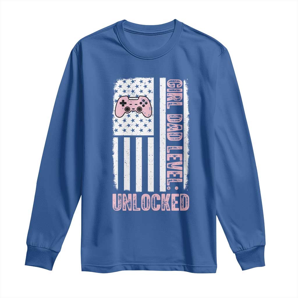 Girl Dad Level Unlocked Long Sleeve Shirt Funny New Dad