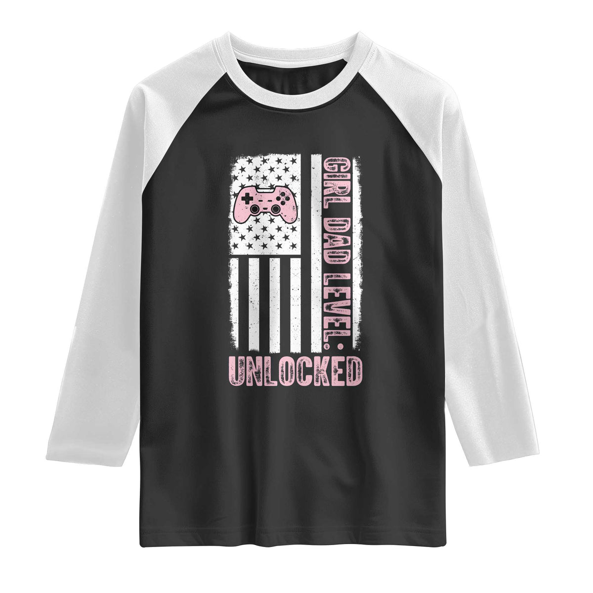 Girl Dad Level Unlocked Raglan Shirt Funny New Dad