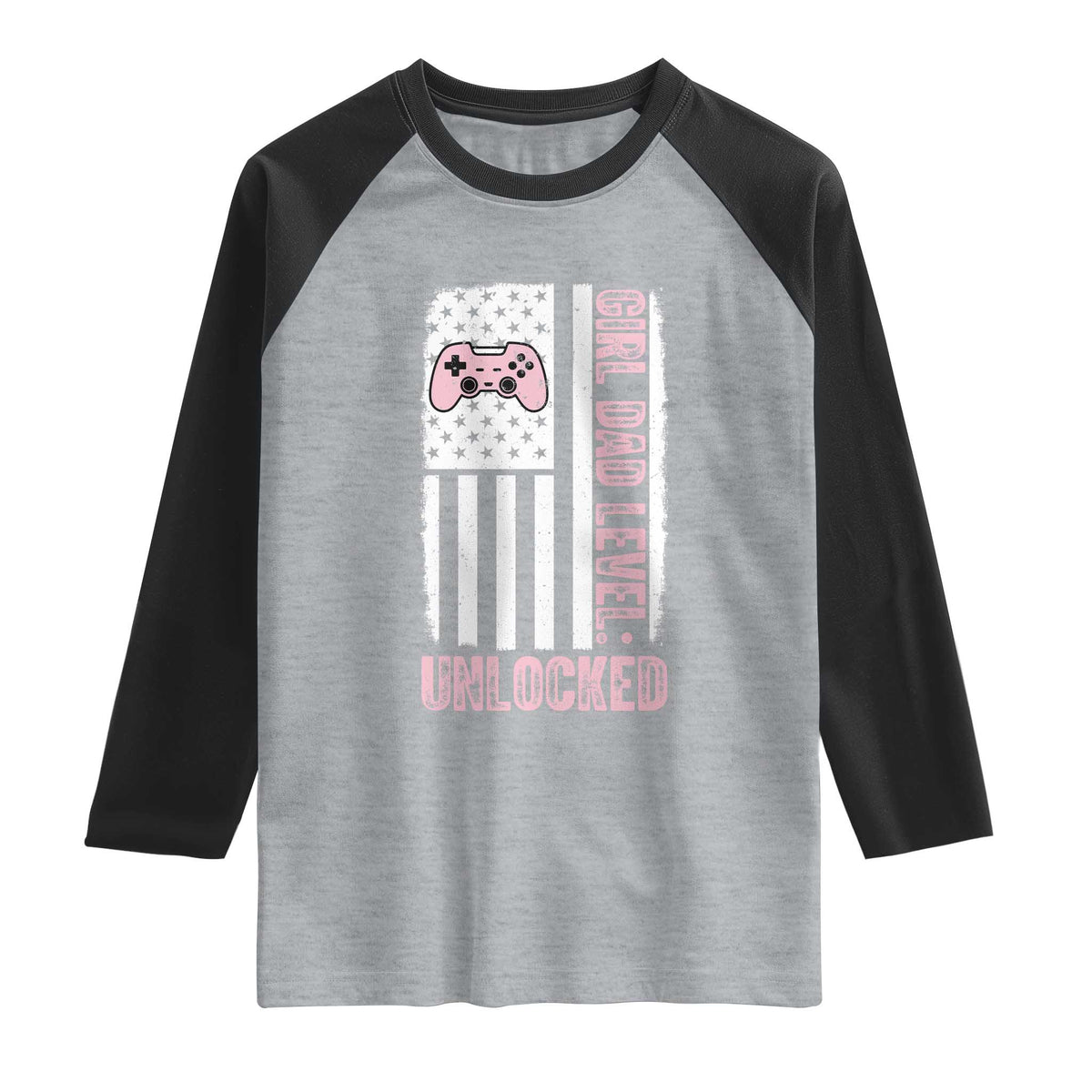 Girl Dad Level Unlocked Raglan Shirt Funny New Dad
