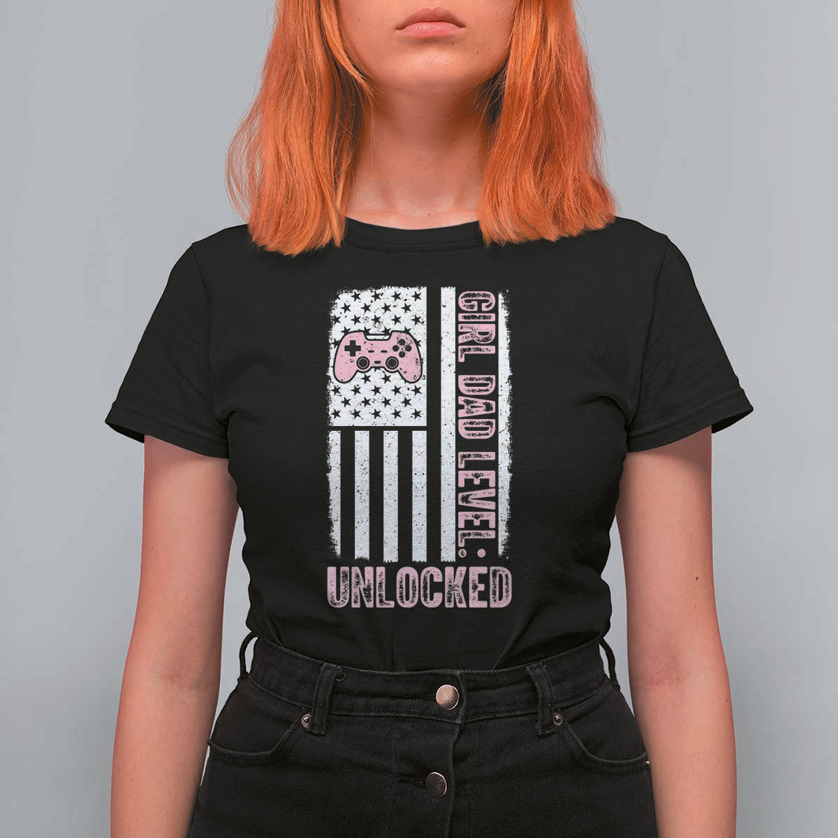 Girl Dad Level Unlocked T Shirt For Women Funny New Dad