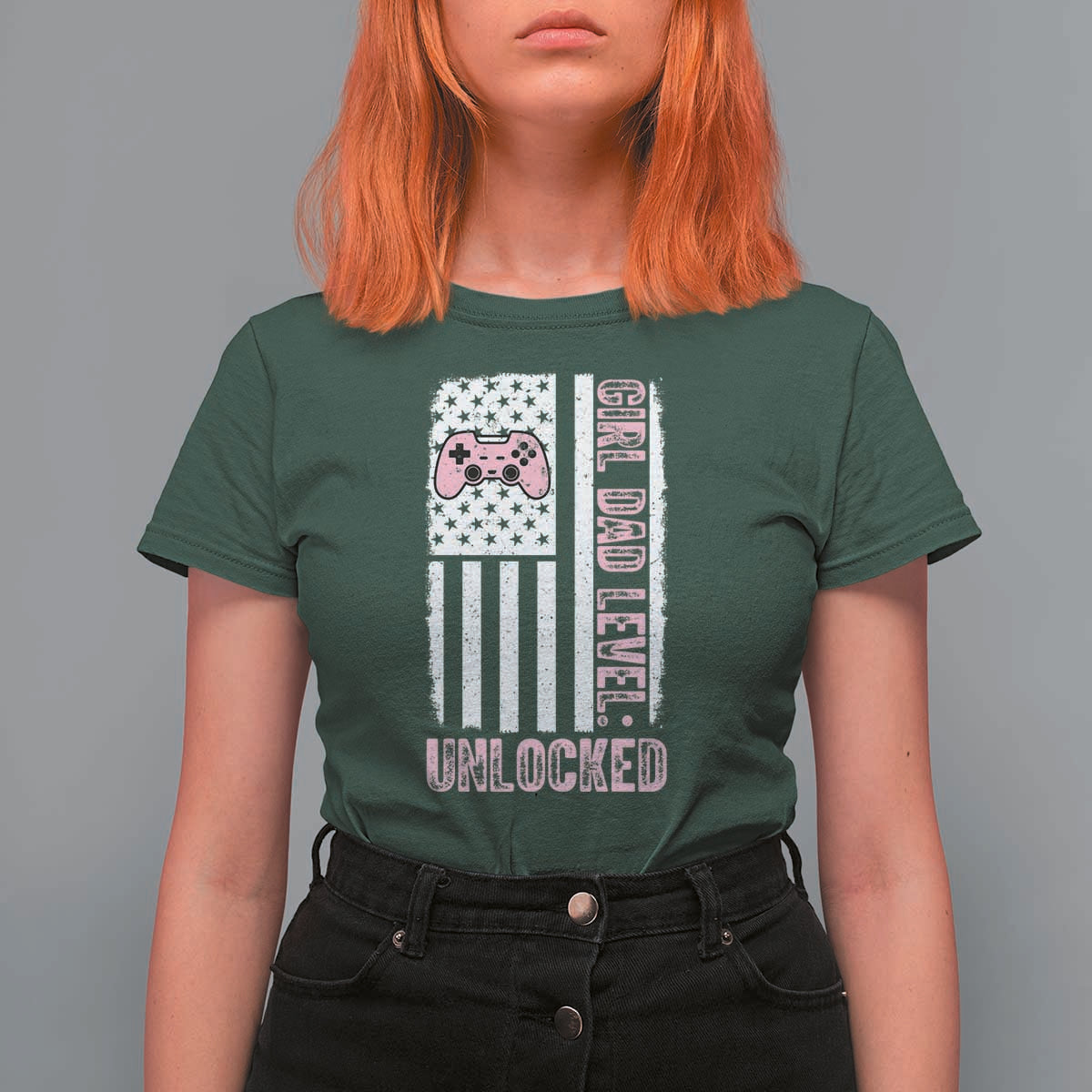 Girl Dad Level Unlocked T Shirt For Women Funny New Dad