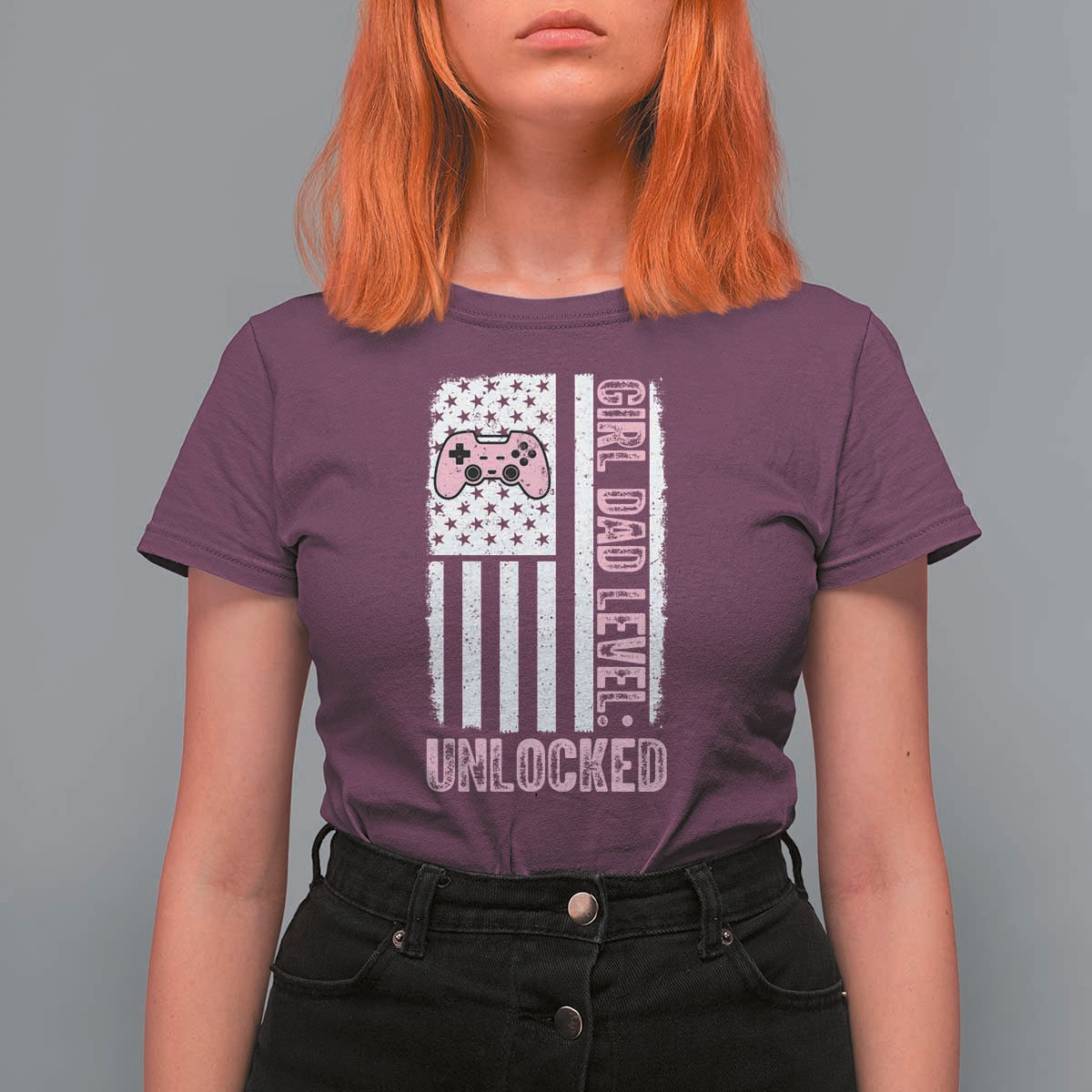 Girl Dad Level Unlocked T Shirt For Women Funny New Dad