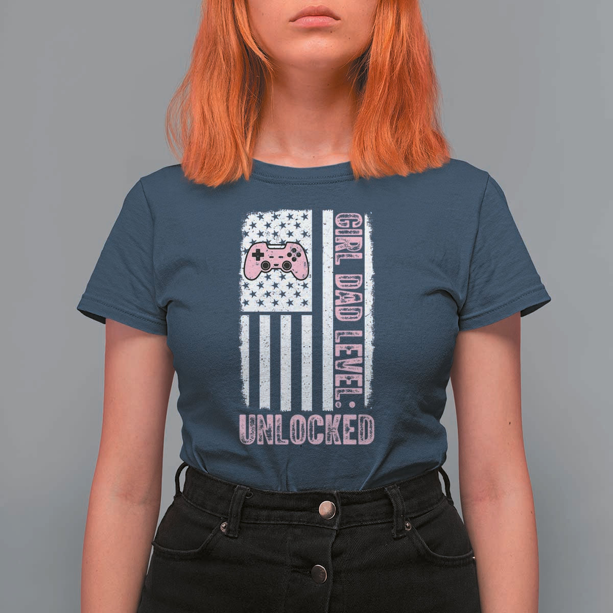 Girl Dad Level Unlocked T Shirt For Women Funny New Dad