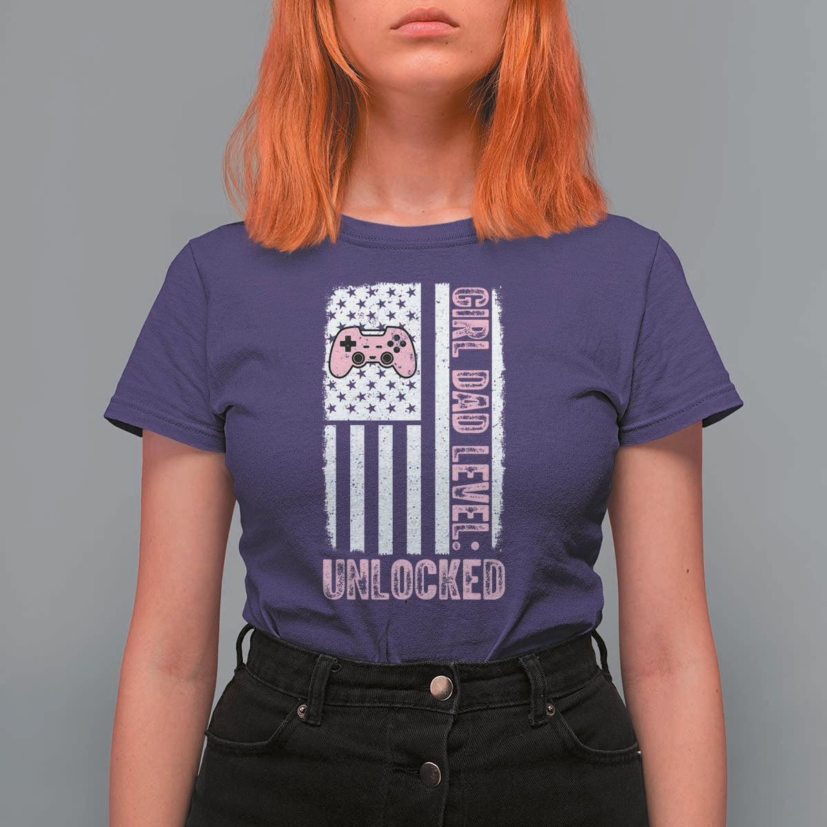 Girl Dad Level Unlocked T Shirt For Women Funny New Dad