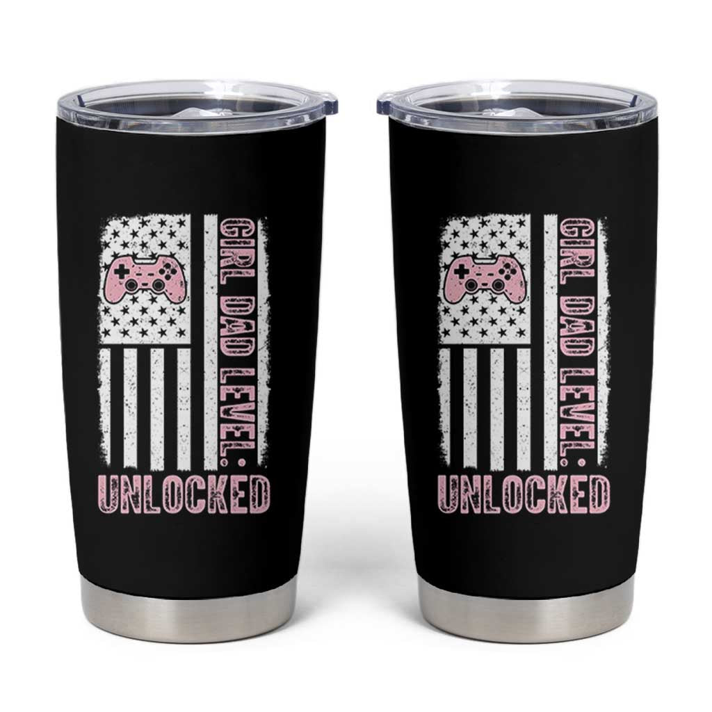 Girl Dad Level Unlocked Tumbler Cup Funny New Dad