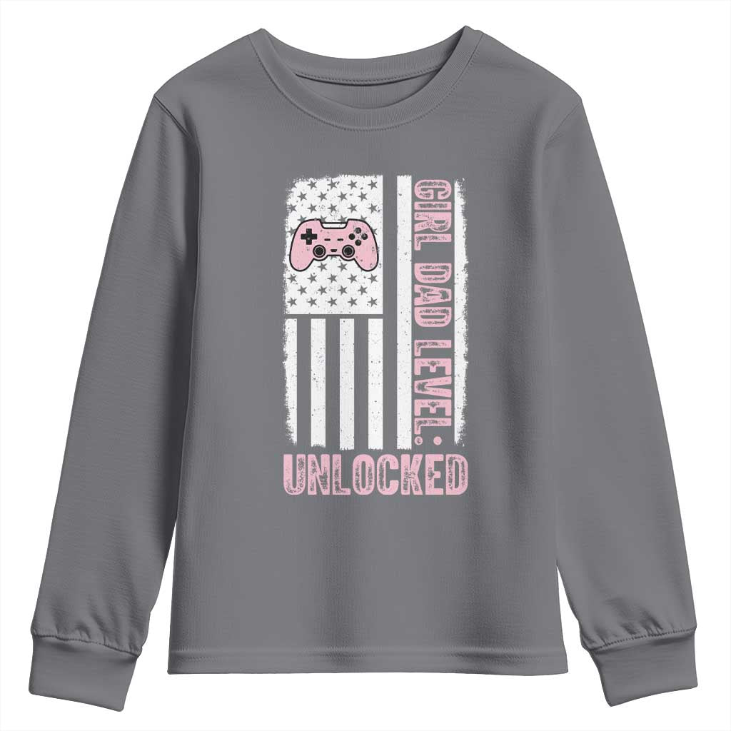 Girl Dad Level Unlocked Youth Sweatshirt Funny New Dad