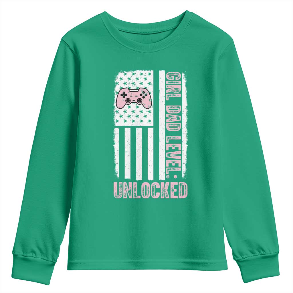 Girl Dad Level Unlocked Youth Sweatshirt Funny New Dad