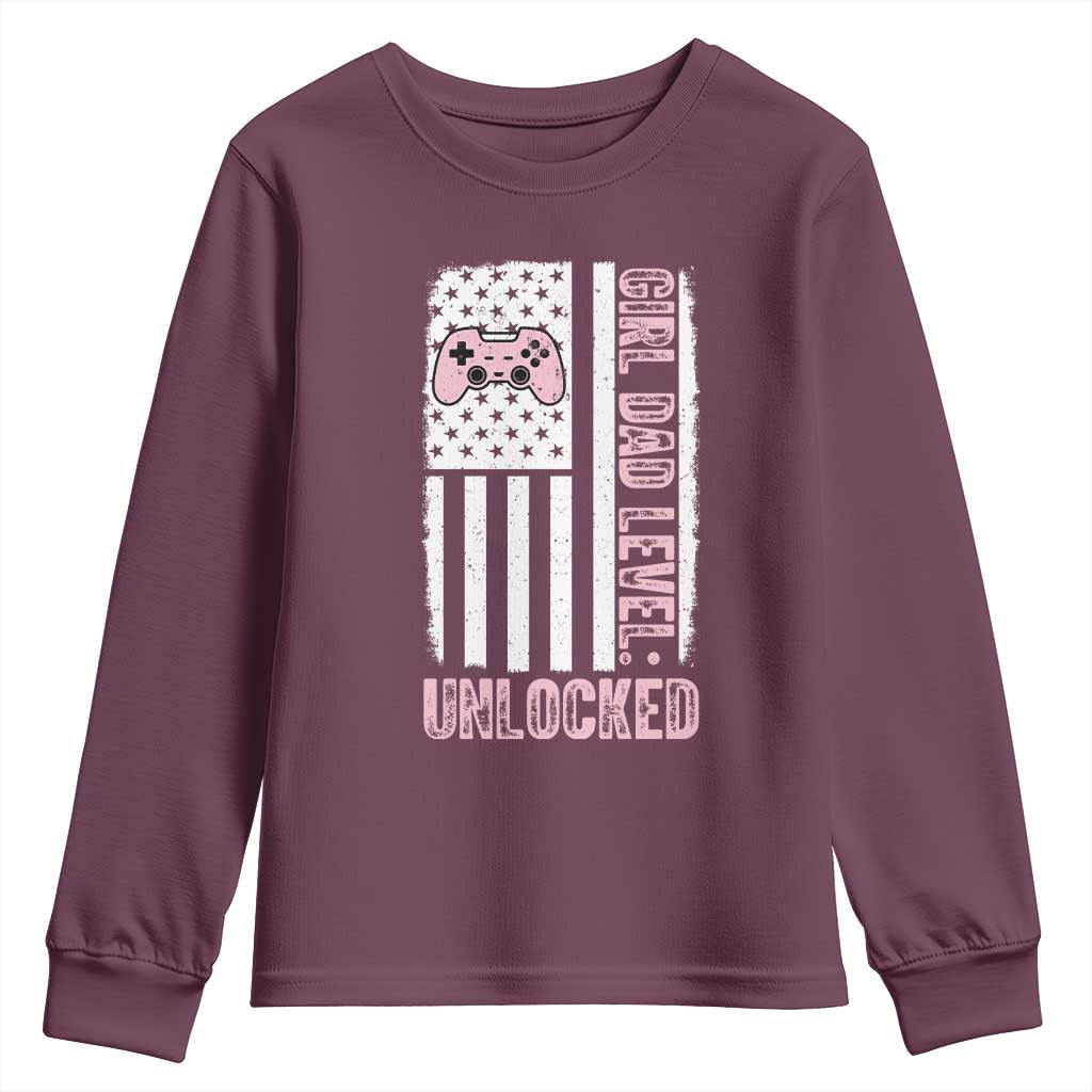 Girl Dad Level Unlocked Youth Sweatshirt Funny New Dad