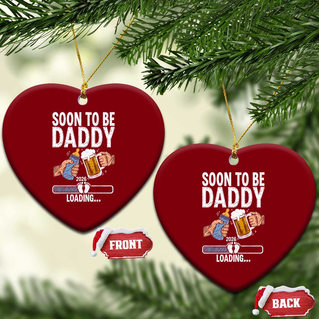 Dad to Be 2026 Ceramic Ornament Promoted To Daddy Beer Lover New Baby Gift