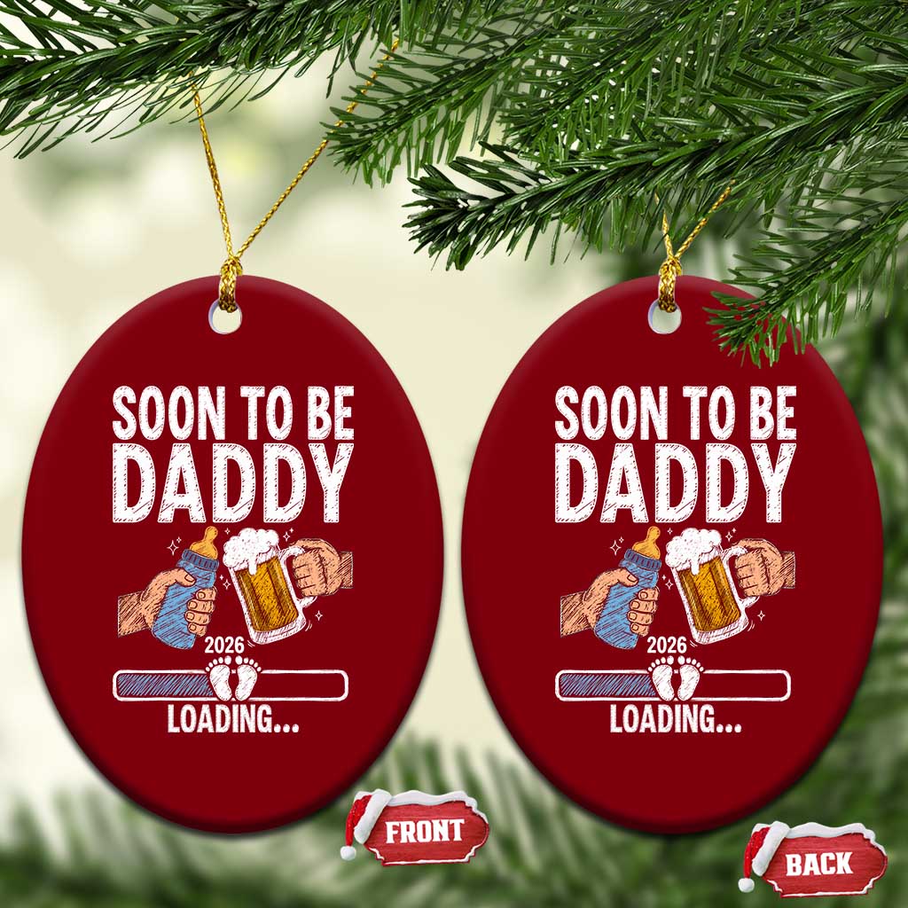 Dad to Be 2026 Ceramic Ornament Promoted To Daddy Beer Lover New Baby Gift