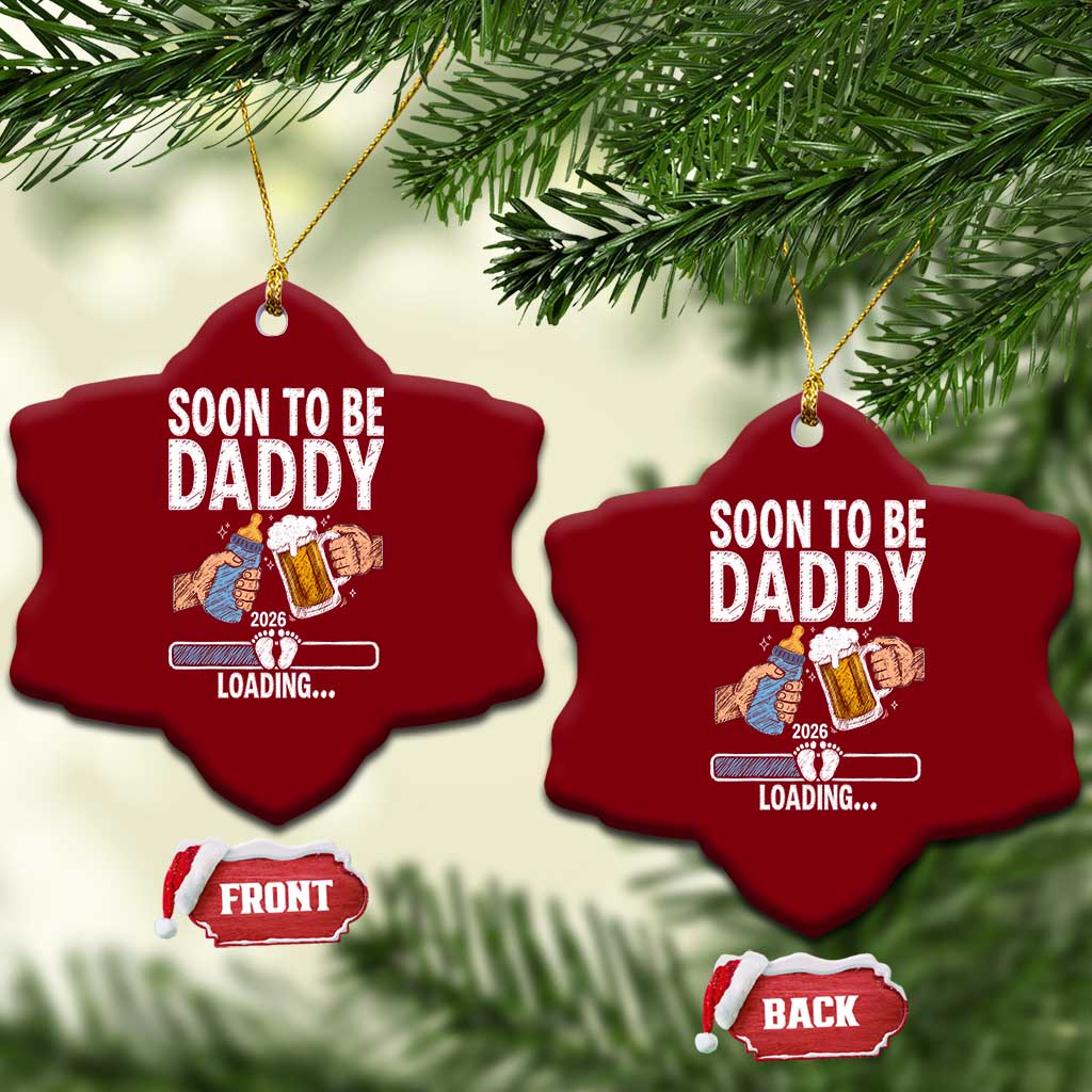 Dad to Be 2026 Ceramic Ornament Promoted To Daddy Beer Lover New Baby Gift