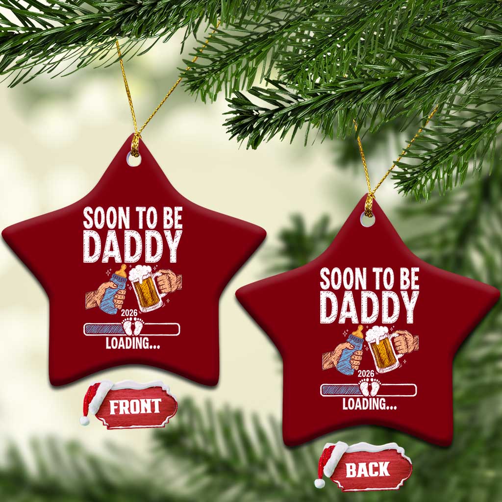Dad to Be 2026 Ceramic Ornament Promoted To Daddy Beer Lover New Baby Gift