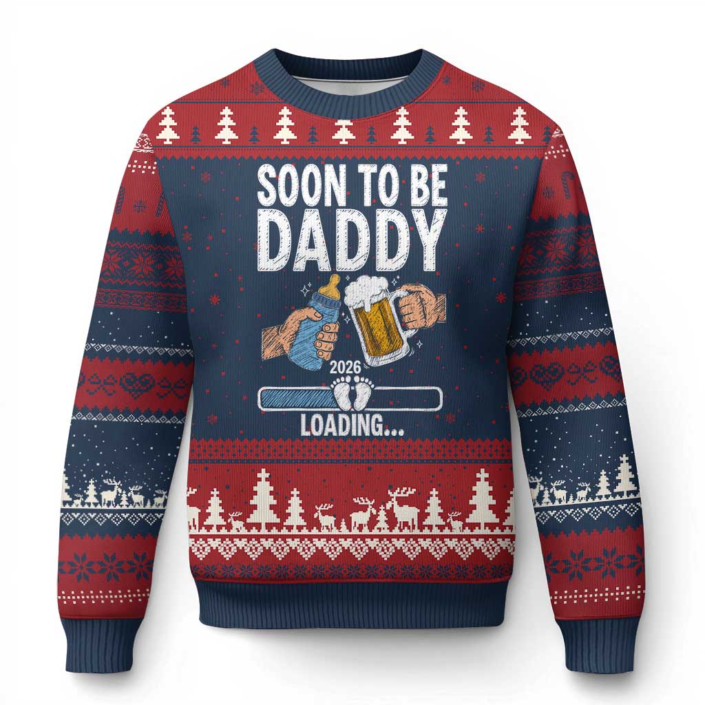 Dad to Be 2026 Ugly Christmas Sweater Promoted To Daddy Beer Lover New Baby Gift