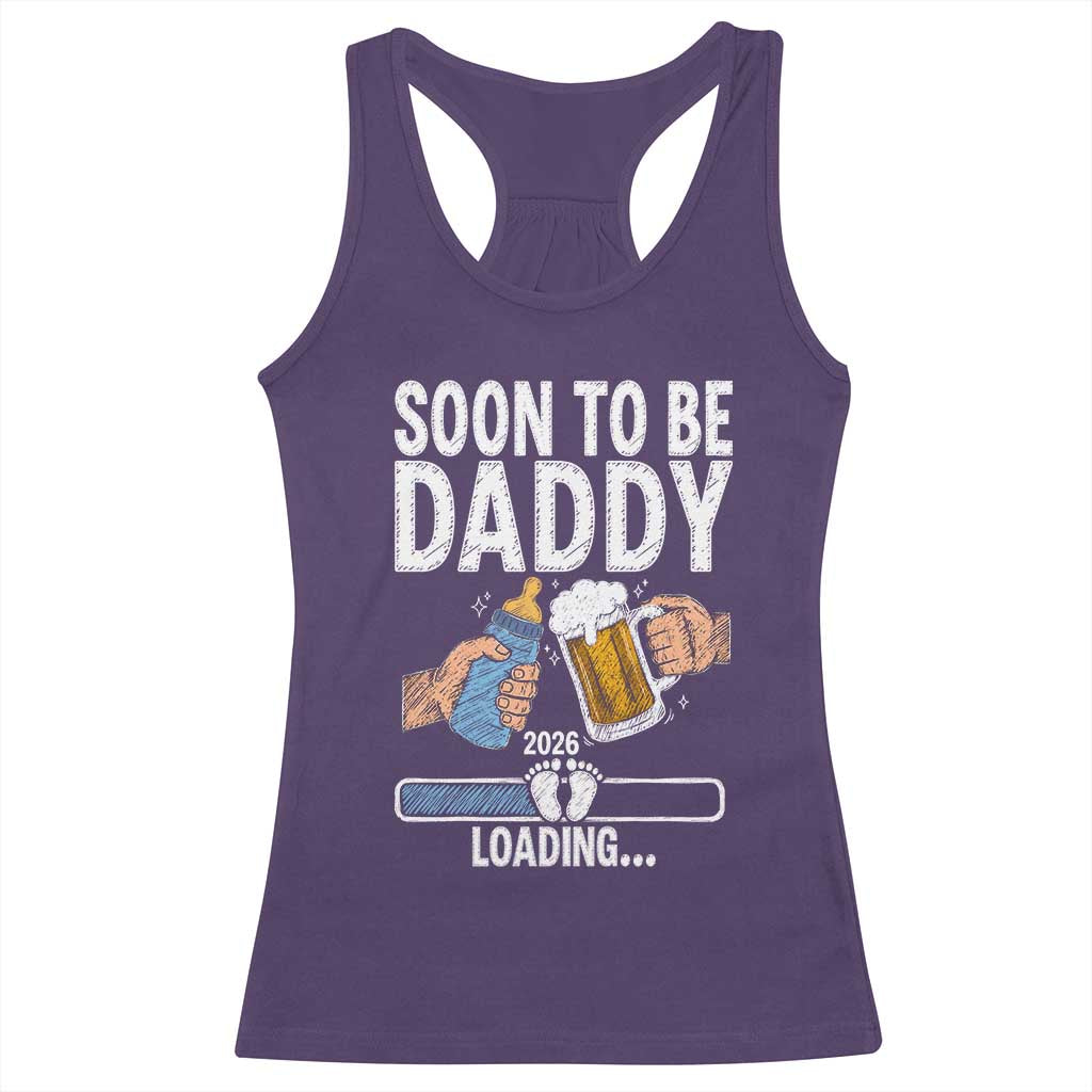 Dad to Be 2026 Racerback Tank Top Promoted To Daddy Beer Lover New Baby Gift