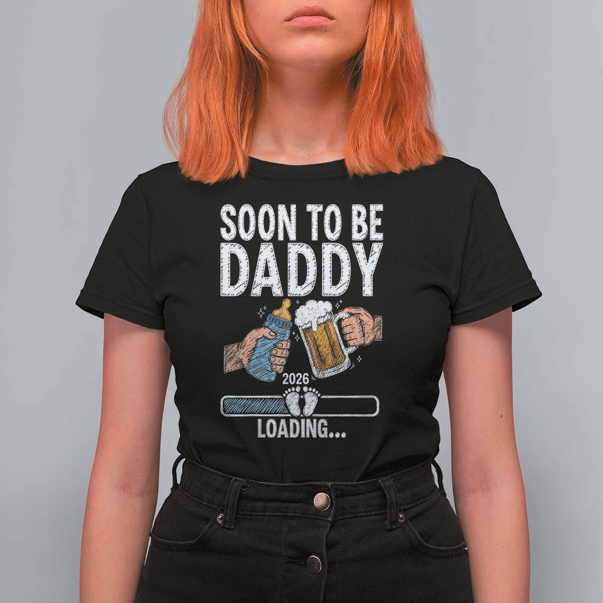 Dad to Be 2026 T Shirt For Women Promoted To Daddy Beer Lover New Baby Gift