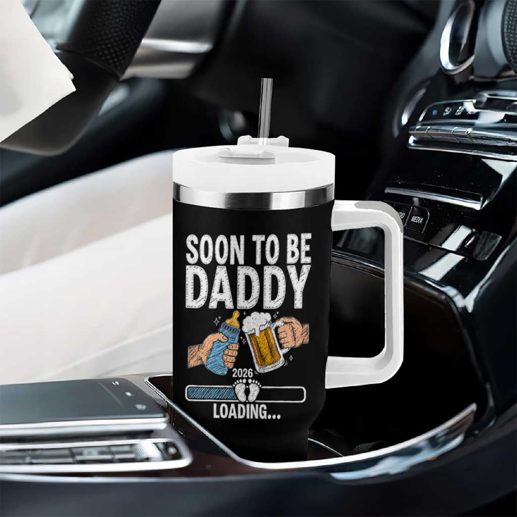 Dad to Be 2026 Tumbler With Handle Promoted To Daddy Beer Lover New Baby Gift