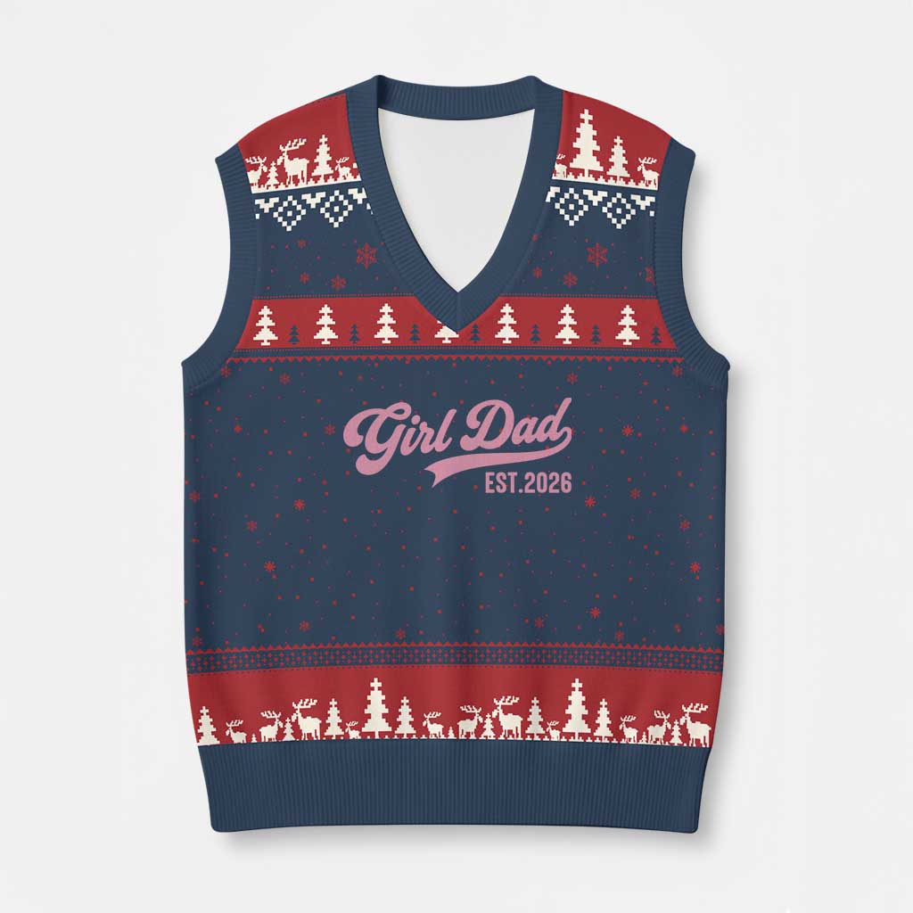 Soon to Be Daddy of Baby Girl 2026 V-Neck Knit Sweater Vest Promoted to Daddy New Dad