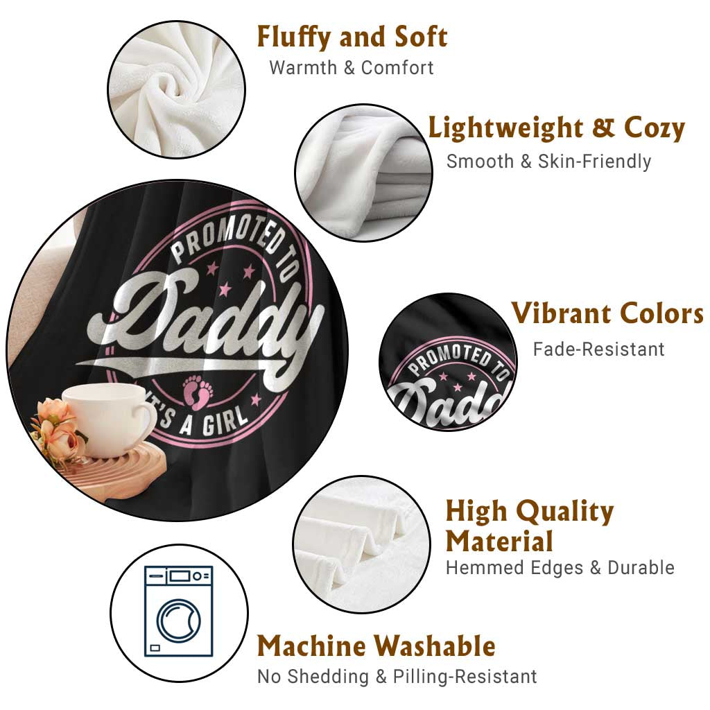 Promoted To Daddy It's A Girl Throw Blanket Funny Pregnancy Reveal