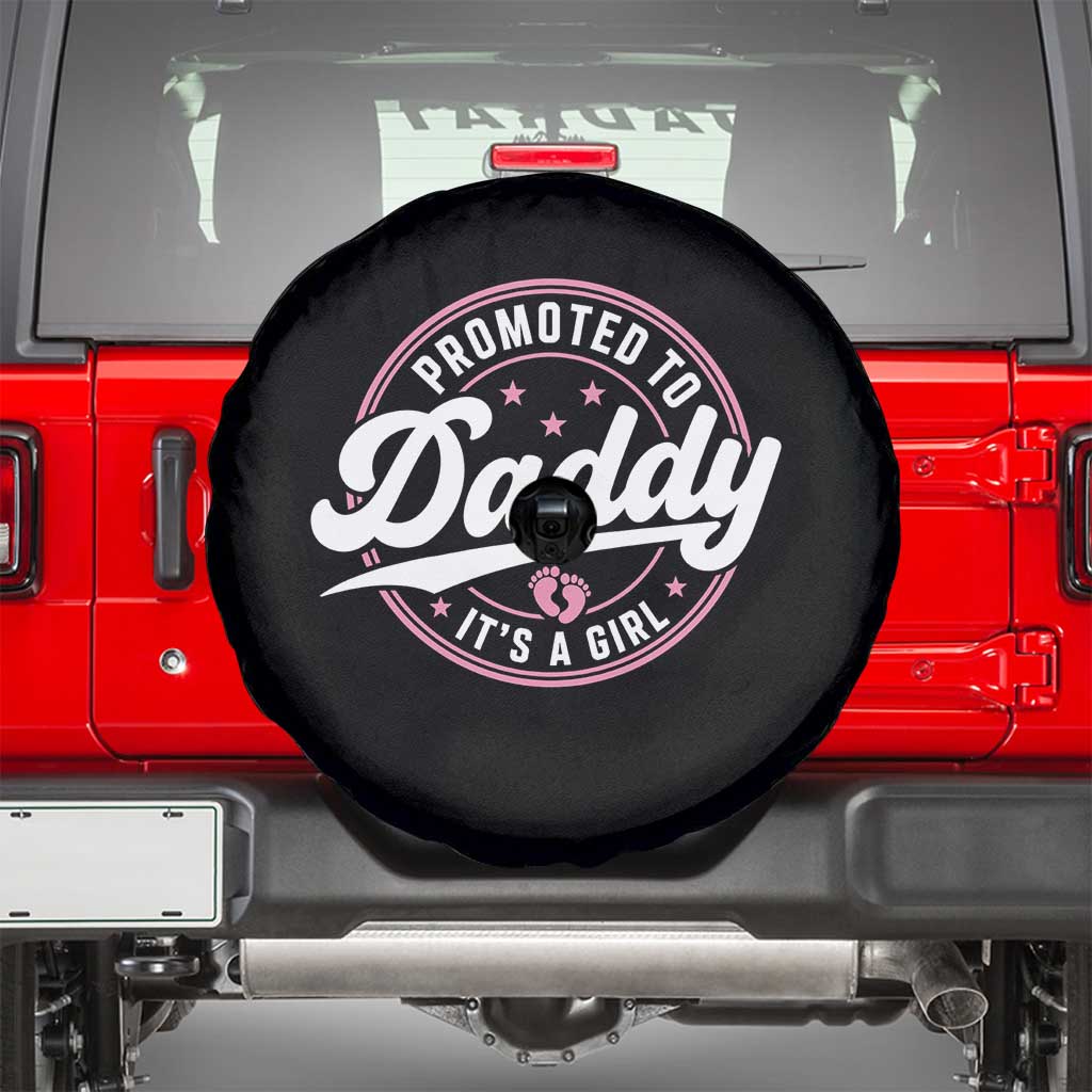 Promoted To Daddy It's A Girl Spare Tire Cover Funny Pregnancy Reveal