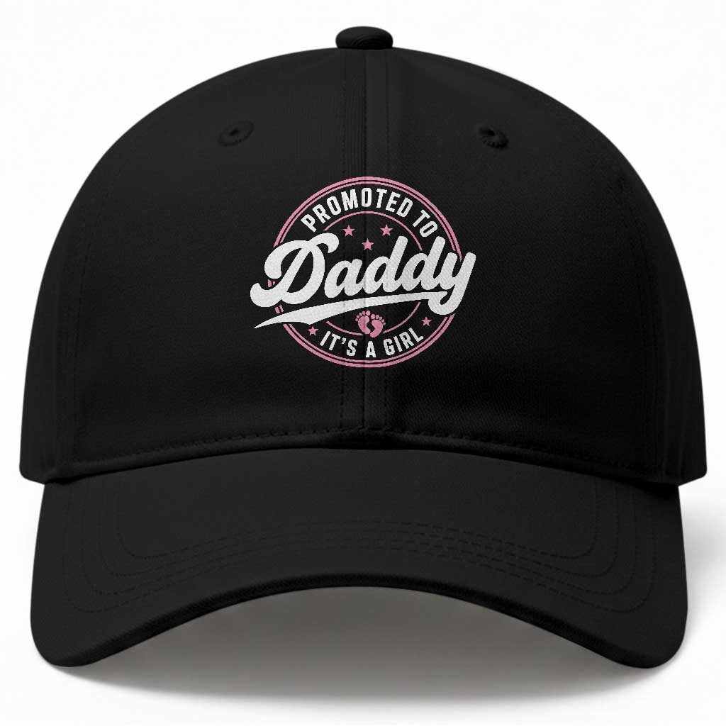 Promoted To Daddy It's A Girl Baseball Cap Funny Pregnancy Reveal