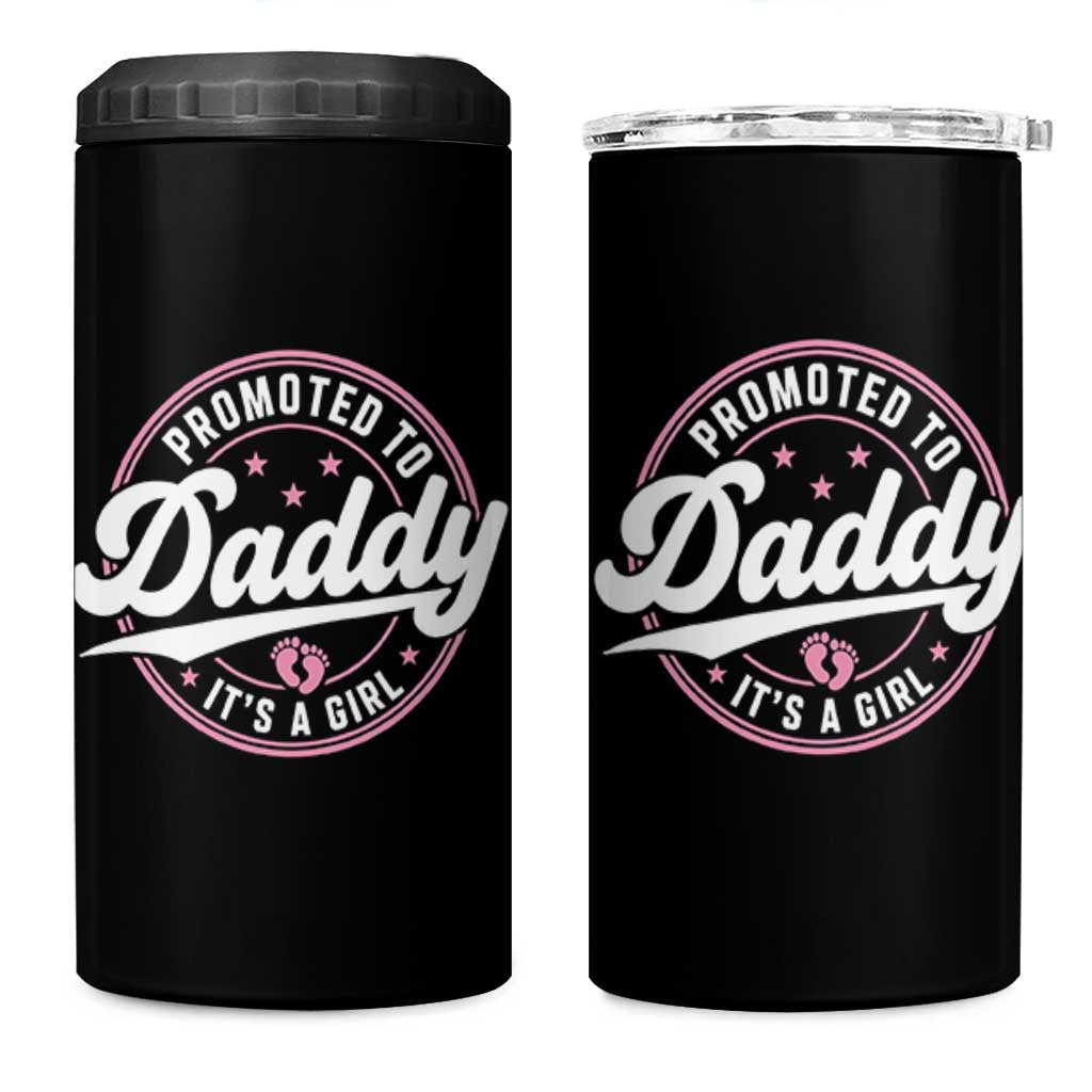 Promoted To Daddy It's A Girl 4 in 1 Can Cooler Tumbler Funny Pregnancy Reveal