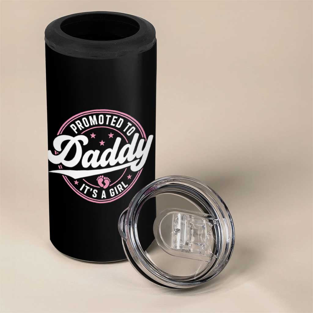 Promoted To Daddy It's A Girl 4 in 1 Can Cooler Tumbler Funny Pregnancy Reveal