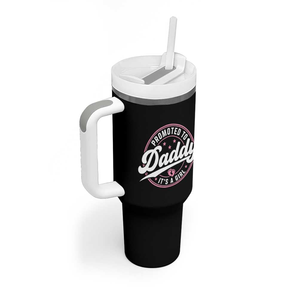 Promoted To Daddy It's A Girl Tumbler With Handle Funny Pregnancy Reveal