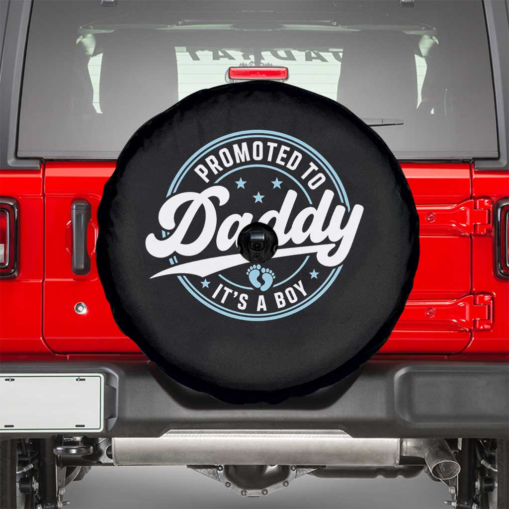 Promoted To Daddy It's A Boy Spare Tire Cover Funny Pregnancy Reveal