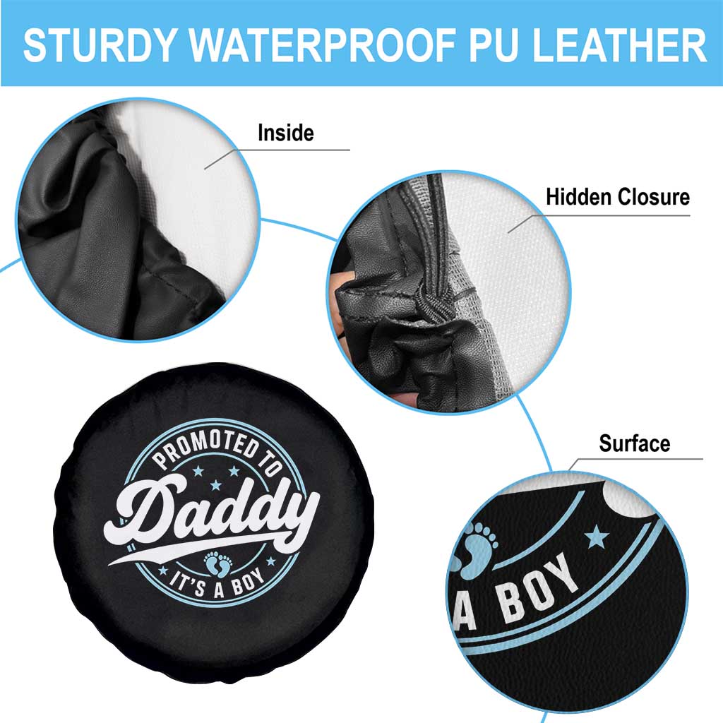 Promoted To Daddy It's A Boy Spare Tire Cover Funny Pregnancy Reveal