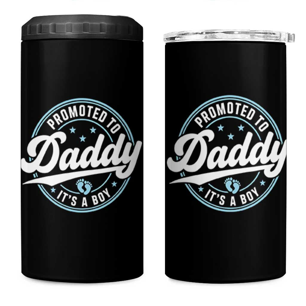 Promoted To Daddy It's A Boy 4 in 1 Can Cooler Tumbler Funny Pregnancy Reveal