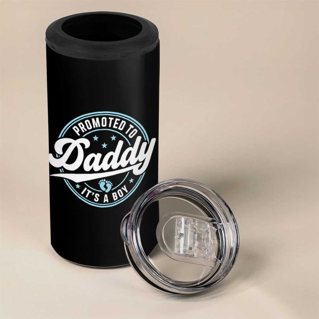 Promoted To Daddy It's A Boy 4 in 1 Can Cooler Tumbler Funny Pregnancy Reveal