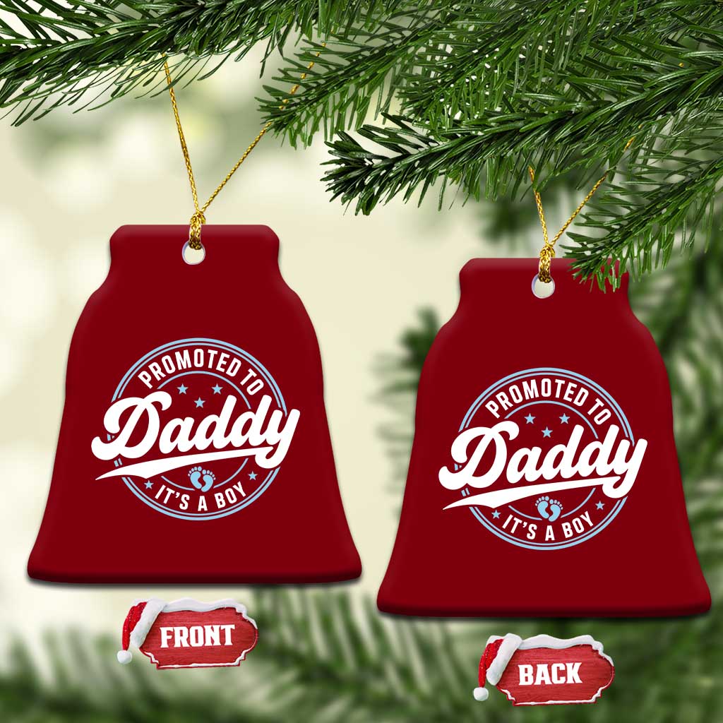 Promoted To Daddy It's A Boy Ceramic Ornament Funny Pregnancy Reveal