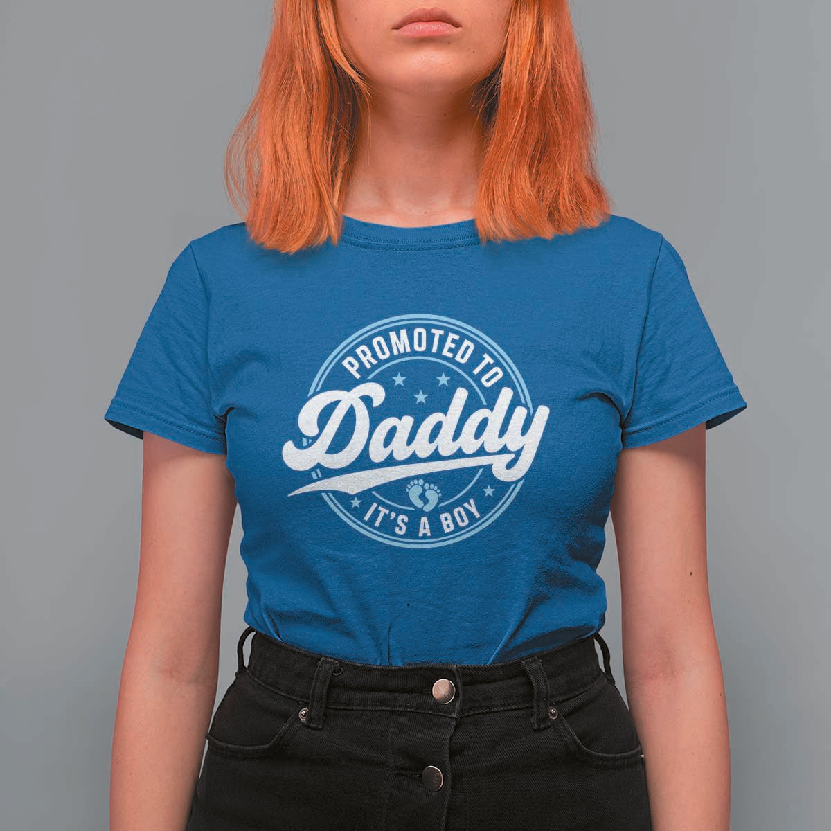 Promoted To Daddy It's A Boy T Shirt For Women Funny Pregnancy Reveal