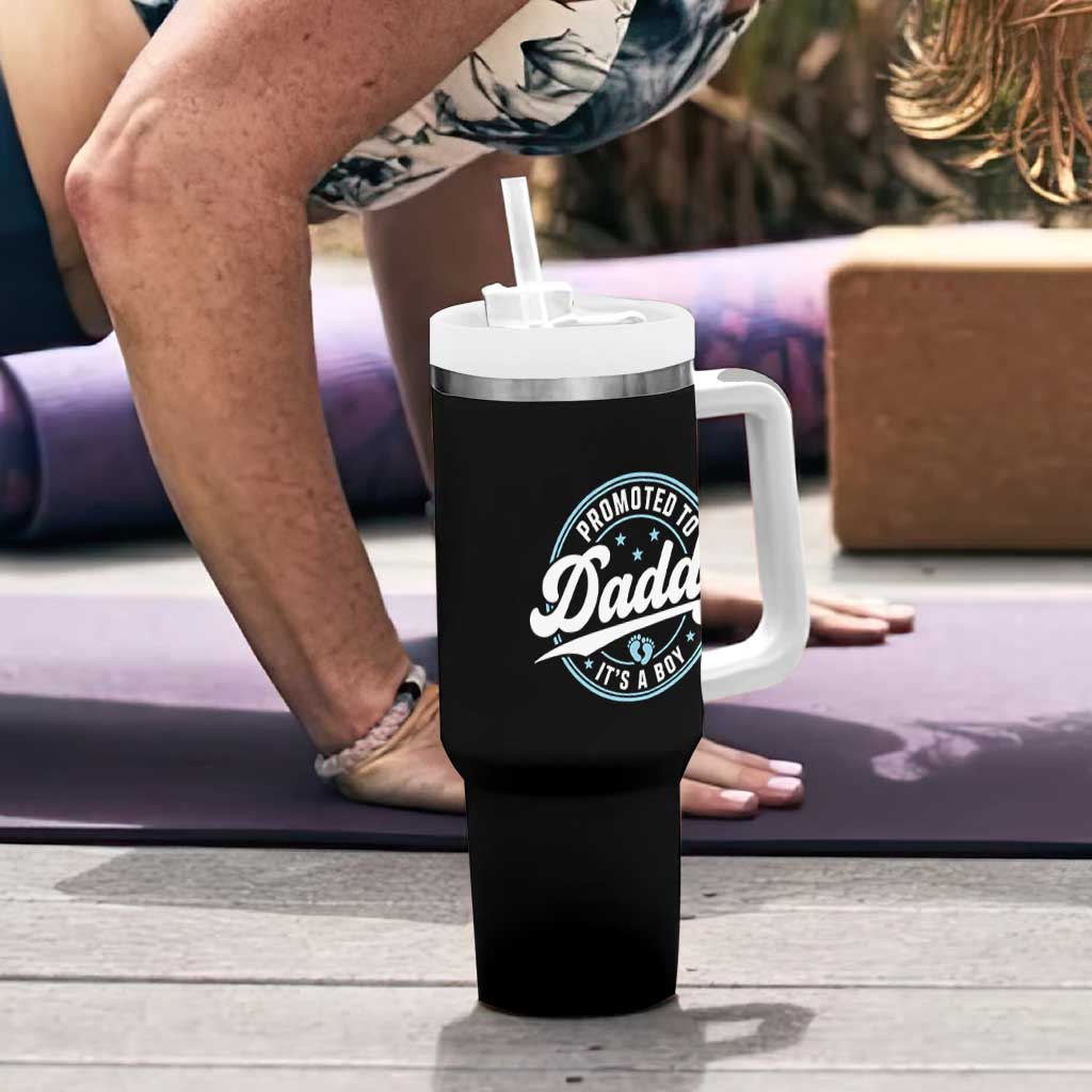 Promoted To Daddy It's A Boy Tumbler With Handle Funny Pregnancy Reveal