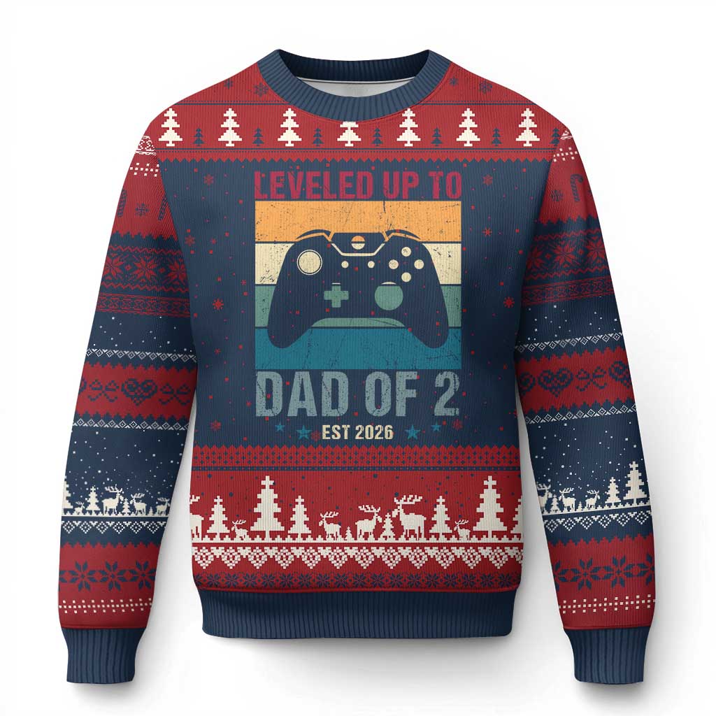 Dad Level Unlocked Ugly Christmas Sweater Funny New Dad Gaming Father's Day Gift