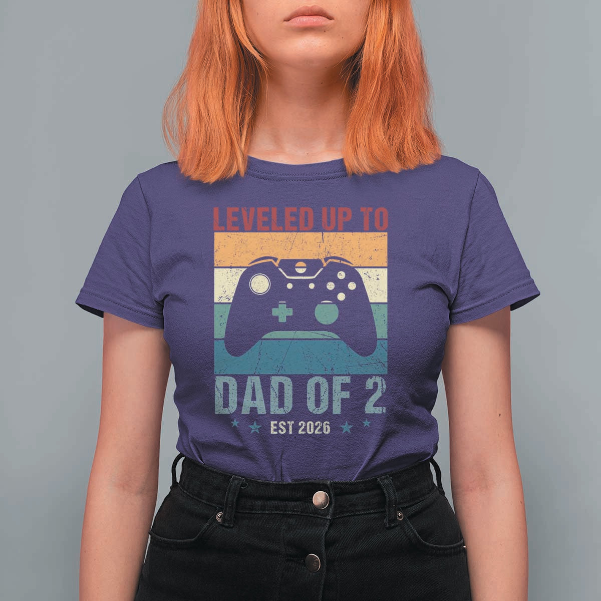 Dad Level Unlocked T Shirt For Women Funny New Dad Gaming Father's Day Gift