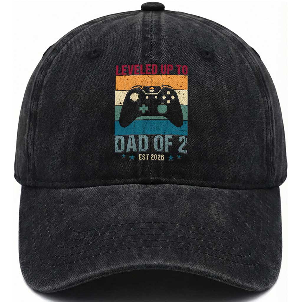 Dad Level Unlocked Washed Cotton Baseball Cap Funny New Dad Gaming Father's Day Gift
