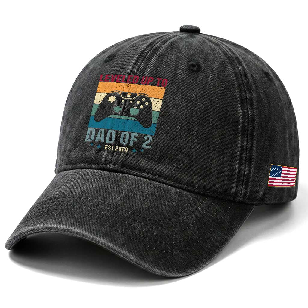 Dad Level Unlocked Washed Cotton Baseball Cap Funny New Dad Gaming Father's Day Gift