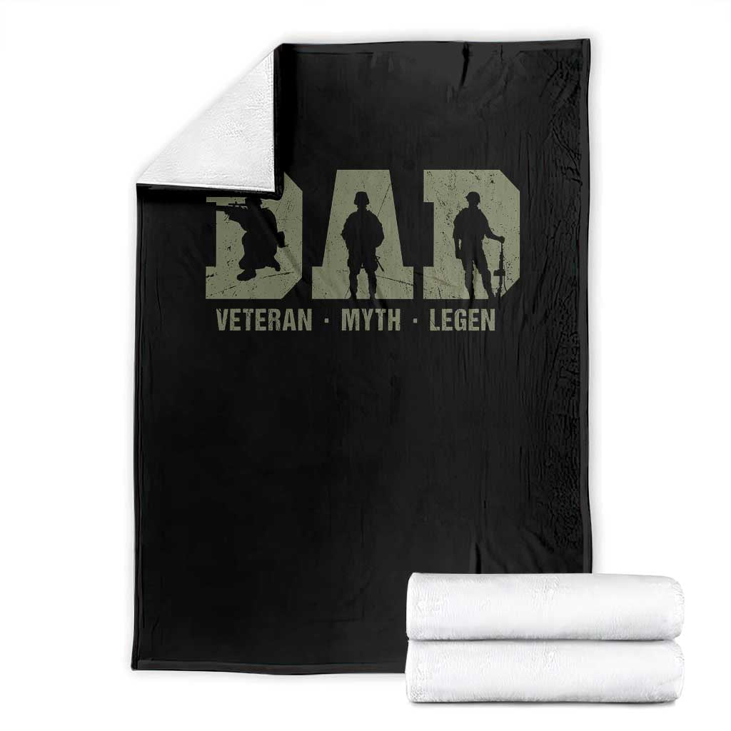 Dad Veteran Myth Legend Dad Military Father Gift Throw Blanket