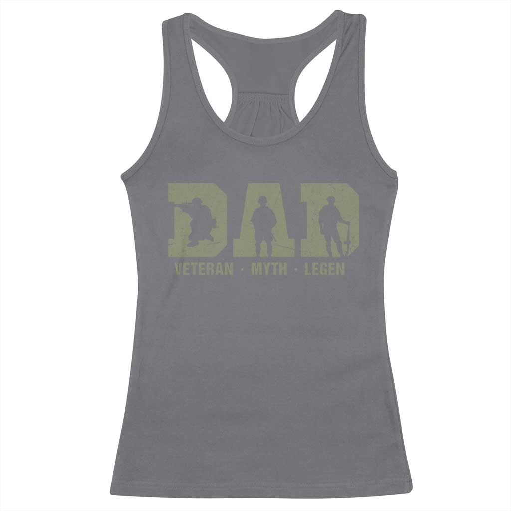 Dad Veteran Myth Legend Dad Military Father Gift Racerback Tank Top