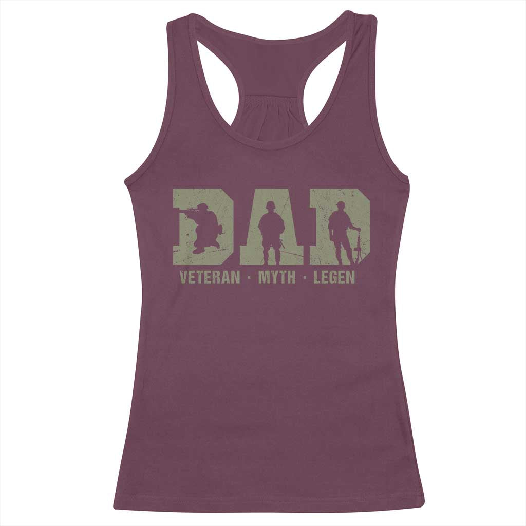 Dad Veteran Myth Legend Dad Military Father Gift Racerback Tank Top