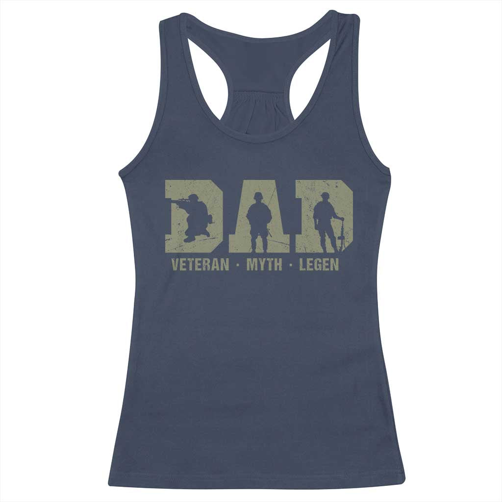 Dad Veteran Myth Legend Dad Military Father Gift Racerback Tank Top