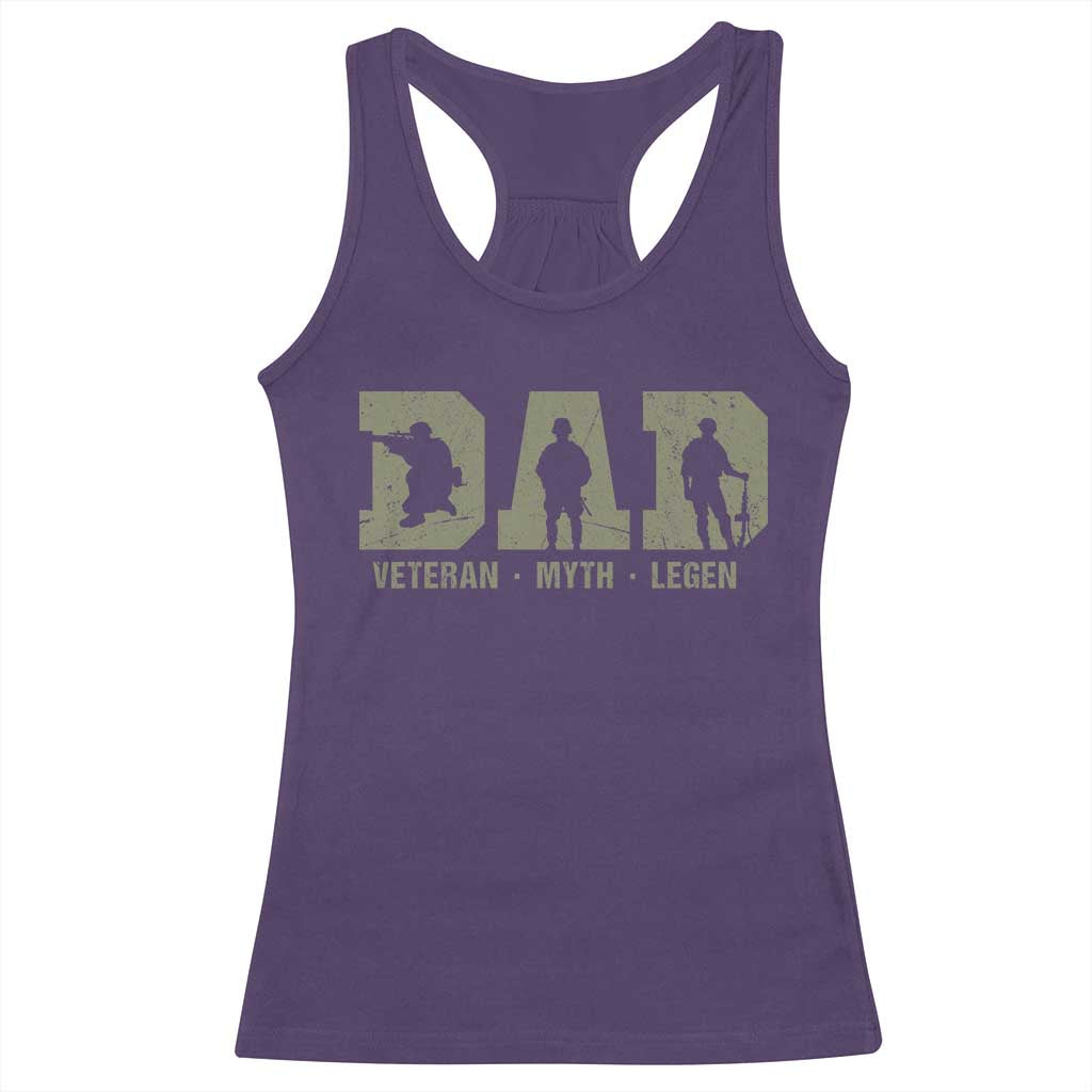Dad Veteran Myth Legend Dad Military Father Gift Racerback Tank Top