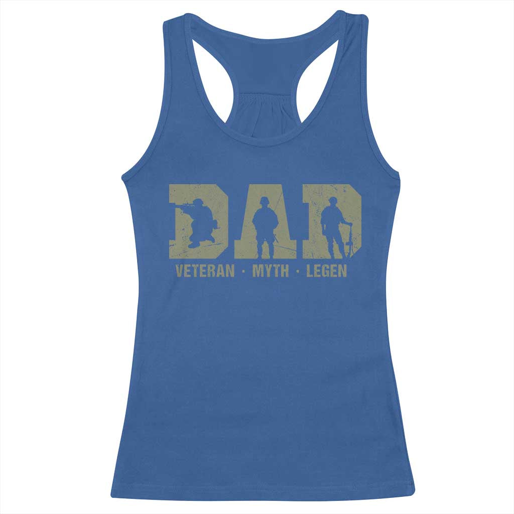 Dad Veteran Myth Legend Dad Military Father Gift Racerback Tank Top