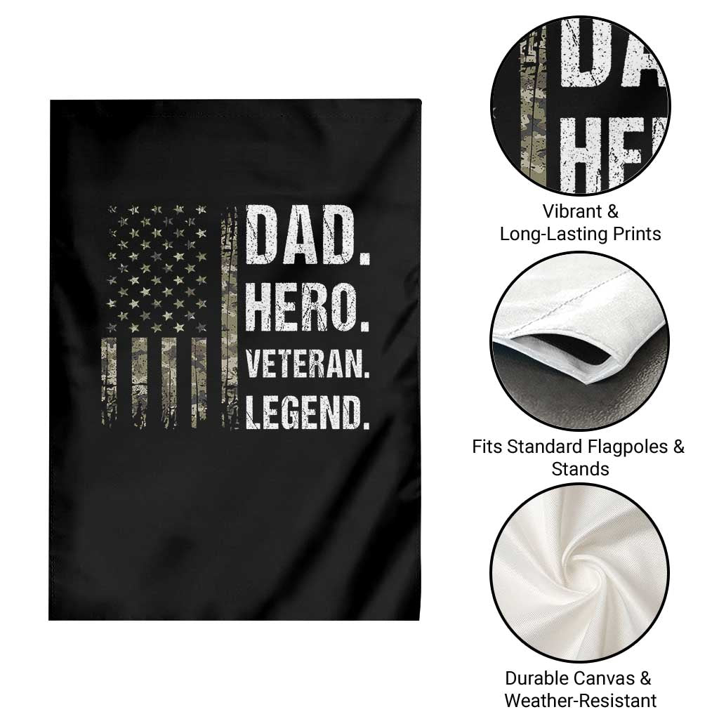 Dad Hero Veteran Legend Camouflage Father's Day Garden Flag