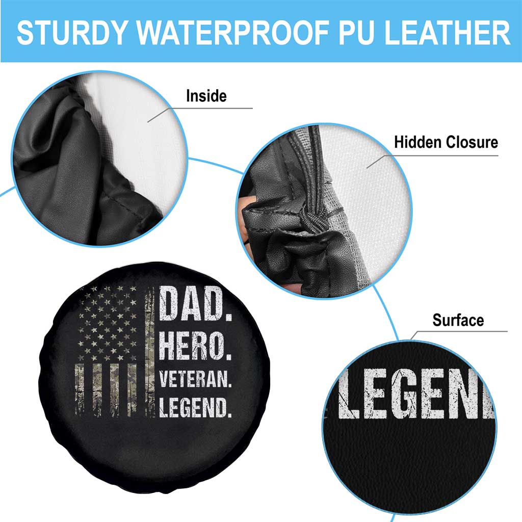 Dad Hero Veteran Legend Camouflage Father's Day Spare Tire Cover